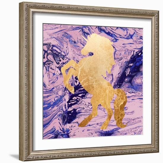 Gold Unicorn on Marble-M. Mercado-Framed Art Print