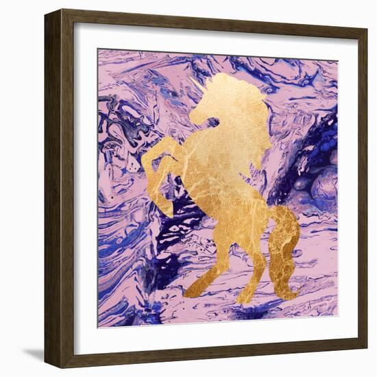 Gold Unicorn on Marble-M. Mercado-Framed Art Print