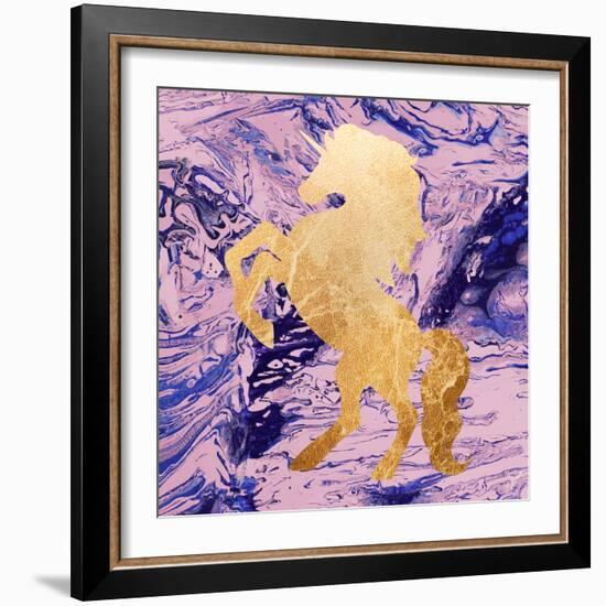 Gold Unicorn on Marble-M. Mercado-Framed Art Print