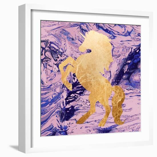 Gold Unicorn on Marble-M. Mercado-Framed Art Print