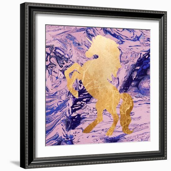 Gold Unicorn on Marble-M. Mercado-Framed Art Print