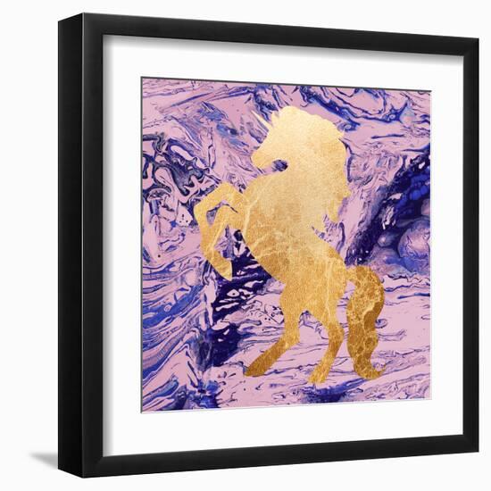 Gold Unicorn on Marble-M. Mercado-Framed Art Print