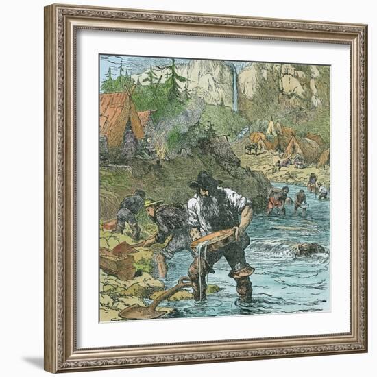 Gold Washing in California, from a Book Pub. 1896-American School-Framed Giclee Print