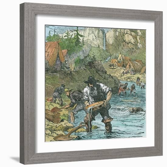 Gold Washing in California, from a Book Pub. 1896-American School-Framed Giclee Print