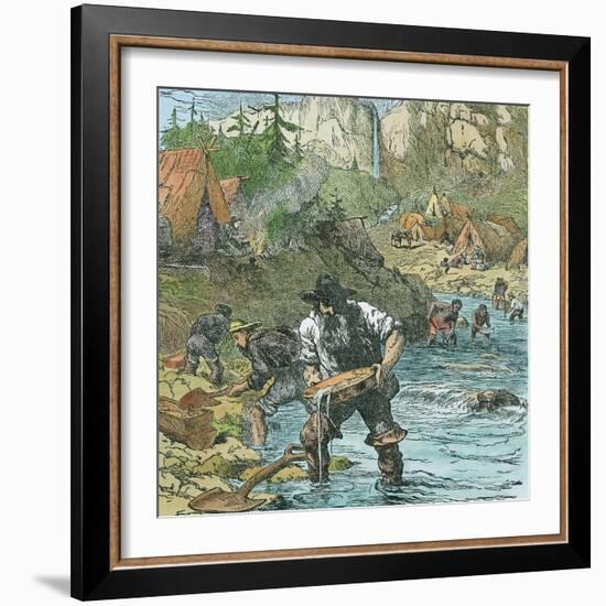 Gold Washing in California, from a Book Pub. 1896-American School-Framed Giclee Print