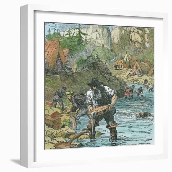 Gold Washing in California, from a Book Pub. 1896-American School-Framed Giclee Print