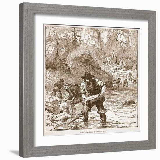 Gold Washing in California, from a Book Pub. 1896-American School-Framed Giclee Print