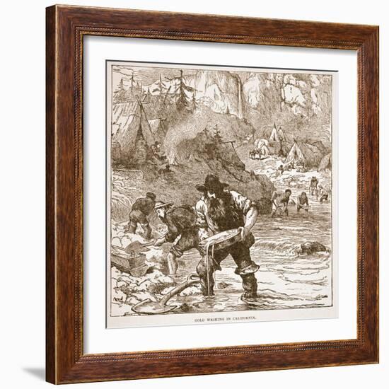 Gold Washing in California, from a Book Pub. 1896-American School-Framed Giclee Print