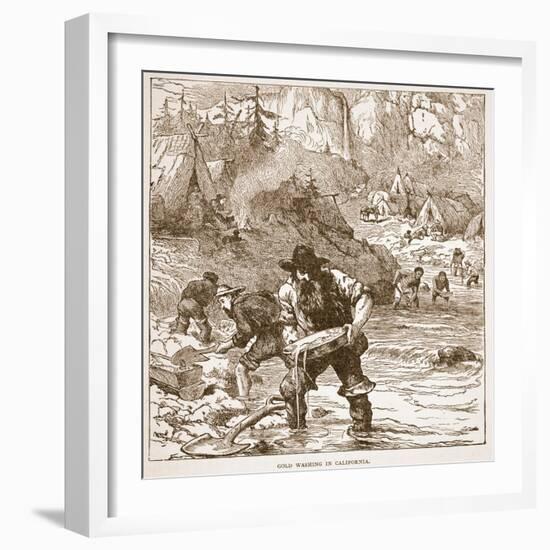 Gold Washing in California, from a Book Pub. 1896-American School-Framed Giclee Print