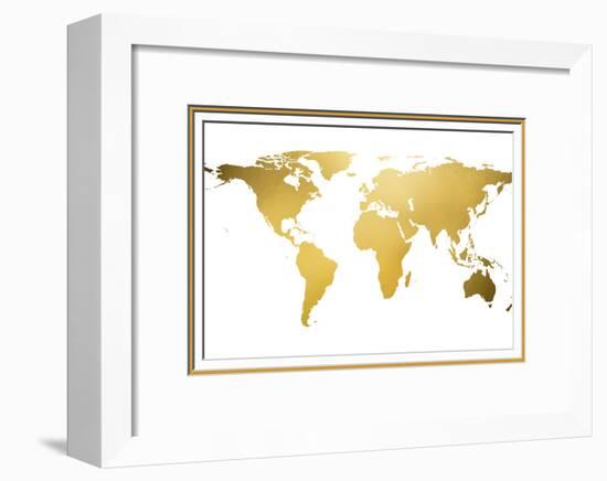 Gold World Map (gold foil)-null-Framed Art Print