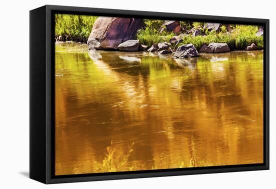 Gold Yellow Brown Colorado River Reflection Abstract outside Arches National Park Moab Utah-BILLPERRY-Framed Premier Image Canvas