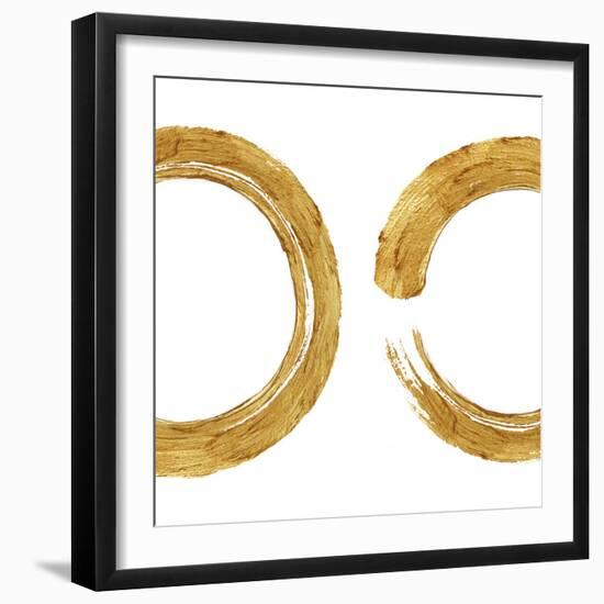 Gold Zen Circle on White II-Ellie Roberts-Framed Art Print