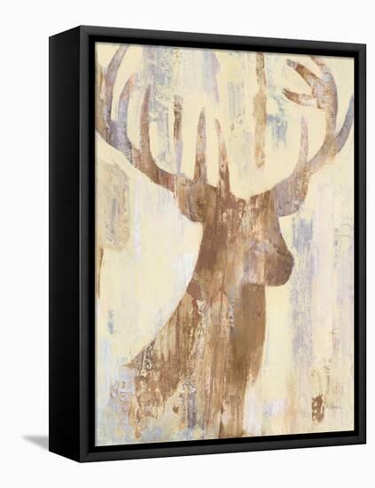 Golden Antlers I Neutral Grey-Albena Hristova-Framed Stretched Canvas