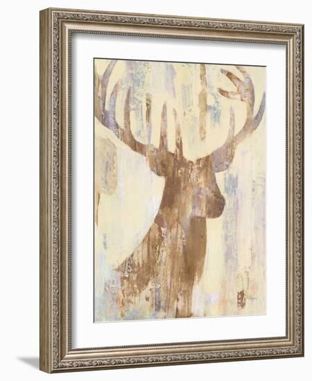 Golden Antlers I Neutral Grey-Albena Hristova-Framed Art Print