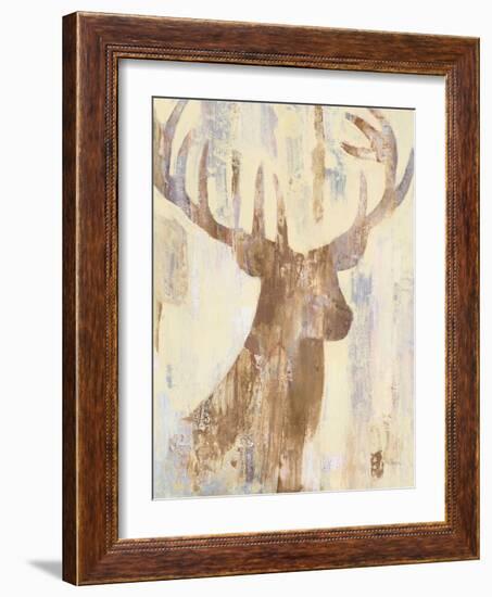 Golden Antlers I Neutral Grey-Albena Hristova-Framed Art Print