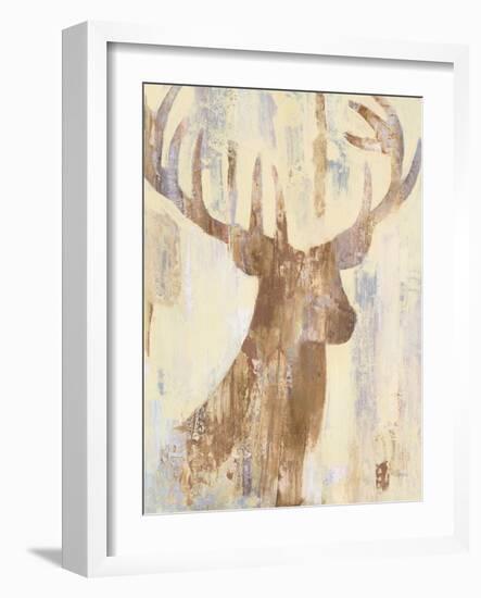 Golden Antlers I Neutral Grey-Albena Hristova-Framed Art Print