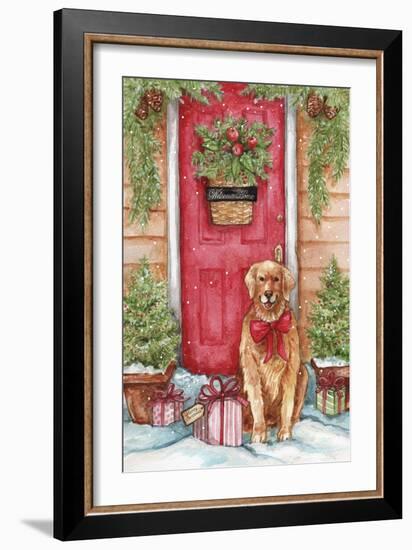 Golden at Christmas Door-Melinda Hipsher-Framed Giclee Print