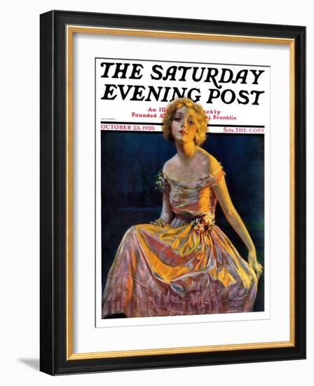 "Golden Ball Gown," Saturday Evening Post Cover, October 23, 1926-Bradshaw Crandall-Framed Giclee Print