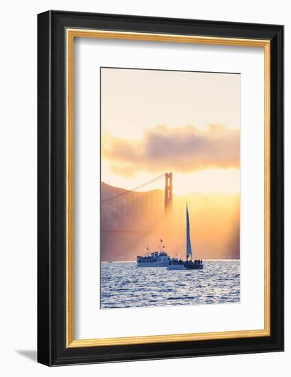 Golden Beams and Boats at Beautiful Golden Gate Bridge, San Francisco Bay-Vincent James-Framed Photographic Print