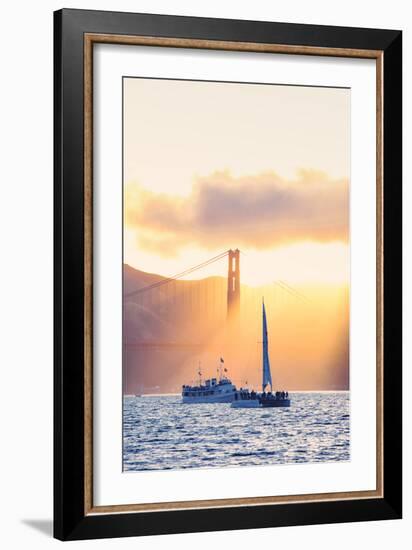 Golden Beams and Boats at Beautiful Golden Gate Bridge, San Francisco Bay-Vincent James-Framed Photographic Print