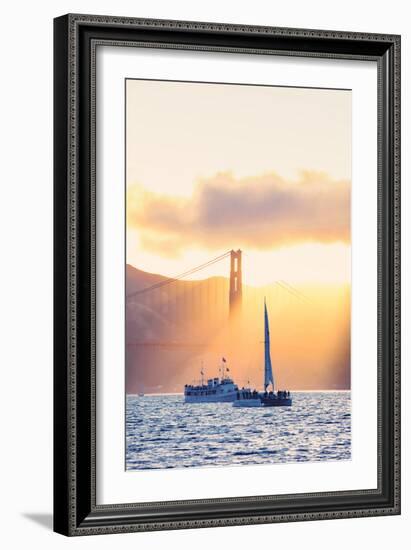 Golden Beams and Boats at Beautiful Golden Gate Bridge, San Francisco Bay-Vincent James-Framed Photographic Print