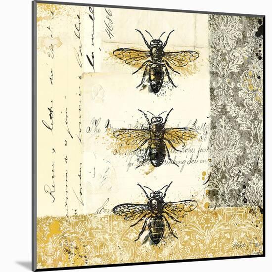Golden Bees n Butterflies No. 1-Katie Pertiet-Mounted Print