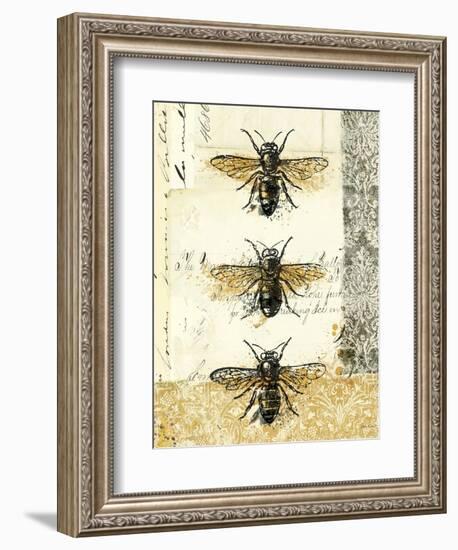 Golden Bees n Butterflies No 1-Katie Pertiet-Framed Art Print