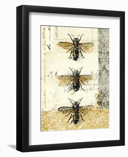 Golden Bees n Butterflies No 1-Katie Pertiet-Framed Art Print