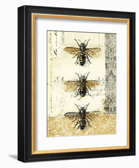 Golden Bees n Butterflies No 1-Katie Pertiet-Framed Art Print