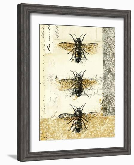 Golden Bees n Butterflies No 1-Katie Pertiet-Framed Art Print