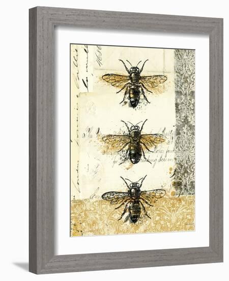 Golden Bees n Butterflies No 1-Katie Pertiet-Framed Art Print