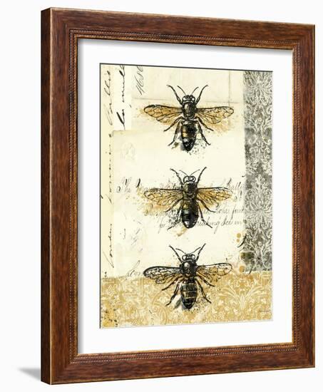Golden Bees n Butterflies No 1-Katie Pertiet-Framed Art Print