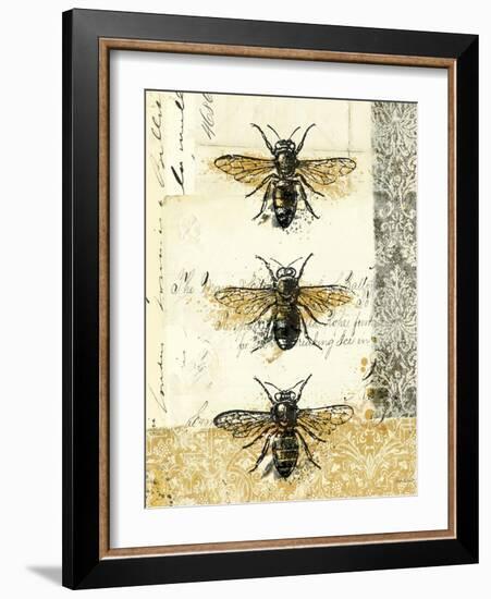 Golden Bees n Butterflies No 1-Katie Pertiet-Framed Art Print