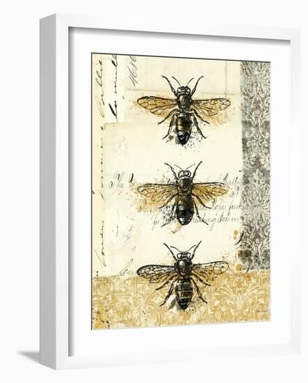 Golden Bees n Butterflies No 1-Katie Pertiet-Framed Art Print