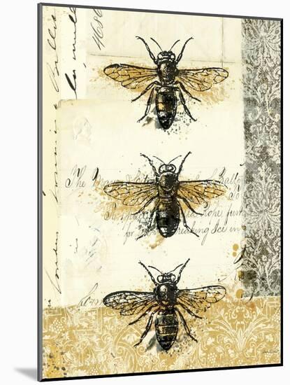 Golden Bees n Butterflies No 1-Katie Pertiet-Mounted Art Print