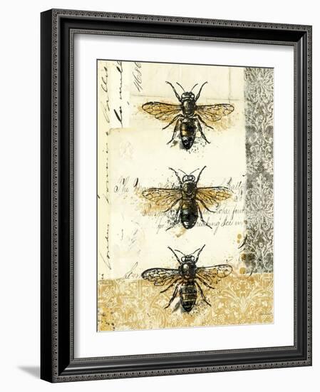 Golden Bees n Butterflies No 1-Katie Pertiet-Framed Art Print