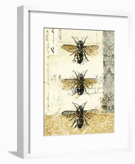 Golden Bees n Butterflies No 1-Katie Pertiet-Framed Art Print