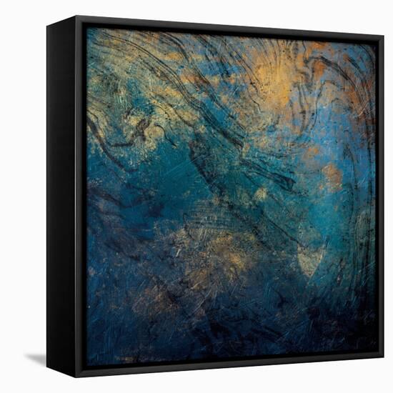 Golden Blue Marble Mate-Jace Grey-Framed Stretched Canvas