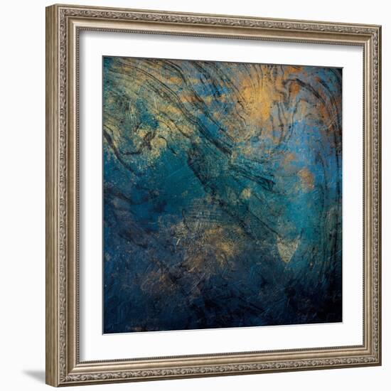 Golden Blue Marble Mate-Jace Grey-Framed Art Print