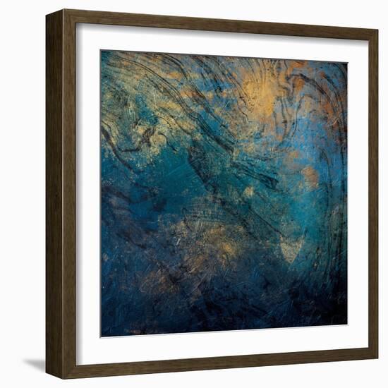 Golden Blue Marble Mate-Jace Grey-Framed Art Print