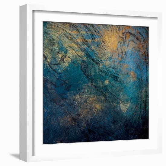 Golden Blue Marble Mate-Jace Grey-Framed Art Print