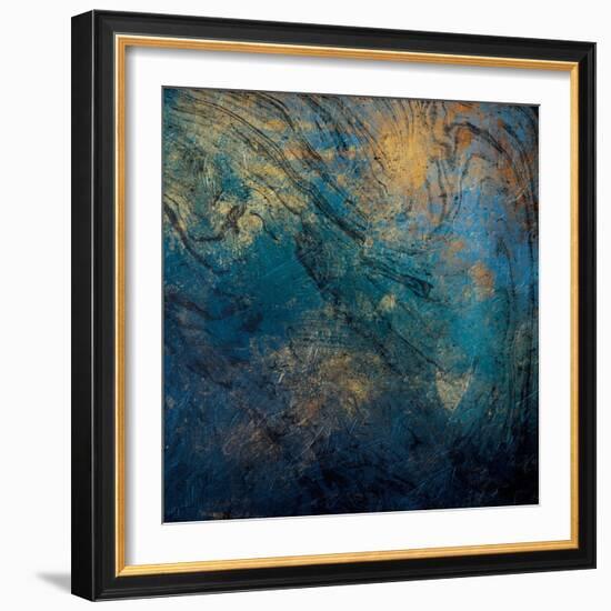 Golden Blue Marble Mate-Jace Grey-Framed Art Print