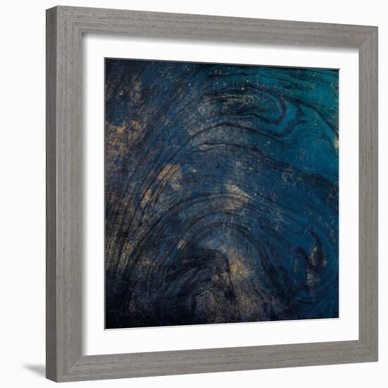 Golden Blue Marble-Jace Grey-Framed Art Print