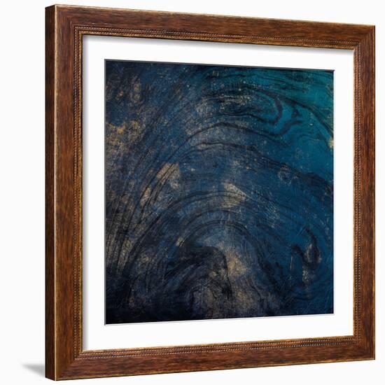 Golden Blue Marble-Jace Grey-Framed Art Print