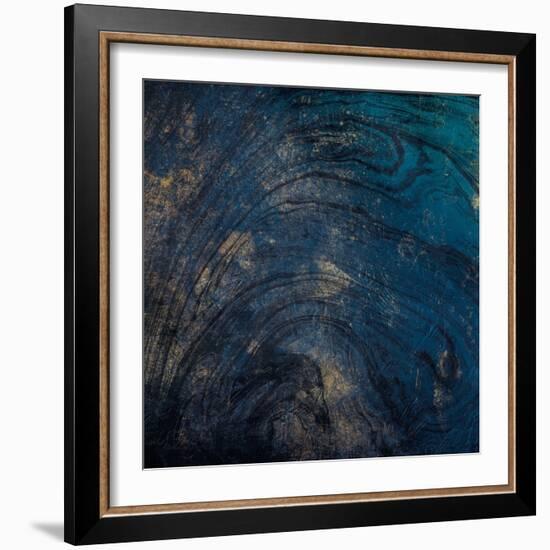 Golden Blue Marble-Jace Grey-Framed Art Print