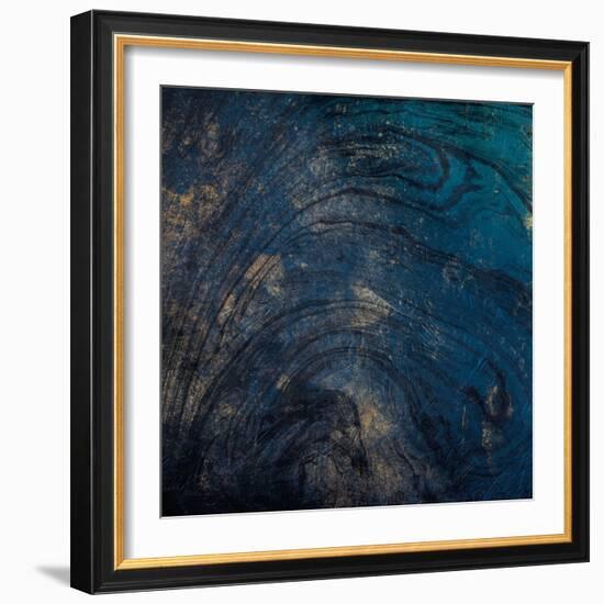 Golden Blue Marble-Jace Grey-Framed Art Print