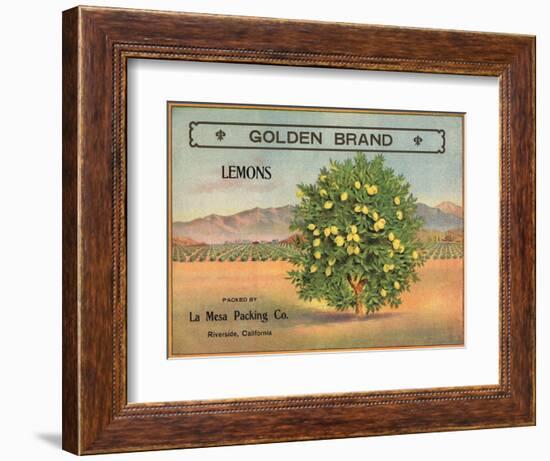 Golden Brand - Riverside, California - Citrus Crate Label-Lantern Press-Framed Art Print