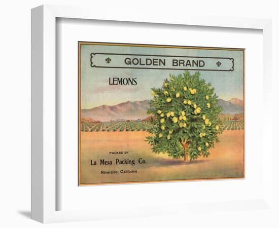 Golden Brand - Riverside, California - Citrus Crate Label-Lantern Press-Framed Art Print