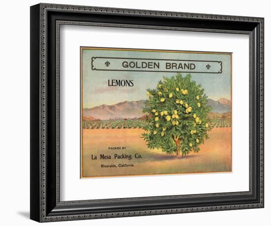 Golden Brand - Riverside, California - Citrus Crate Label-Lantern Press-Framed Art Print