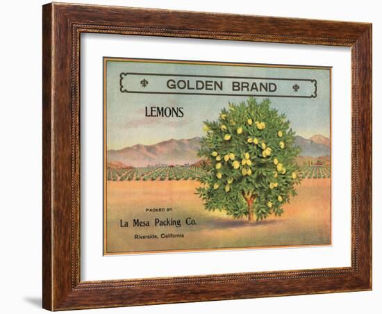 Golden Brand - Riverside, California - Citrus Crate Label-Lantern Press-Framed Art Print